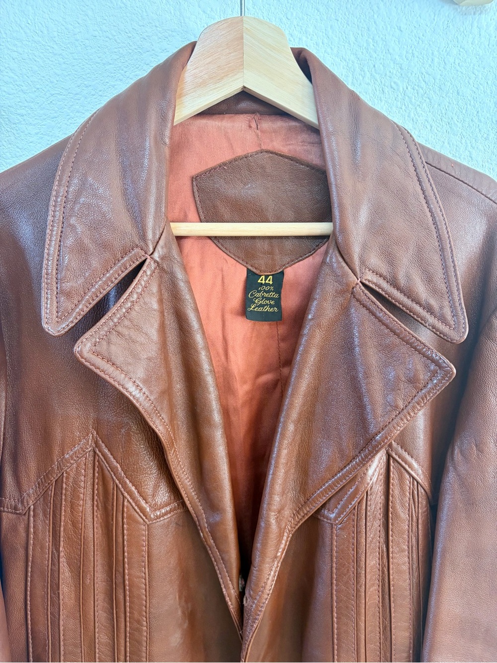 Vintage 1970s Carbetta Leather Western Jacket Coat Men’s 44